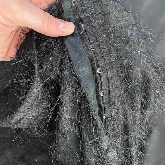 NWT Cache Black Long Tinsel Fringe Short Mini Skirt- Small - Picture 5 of 5